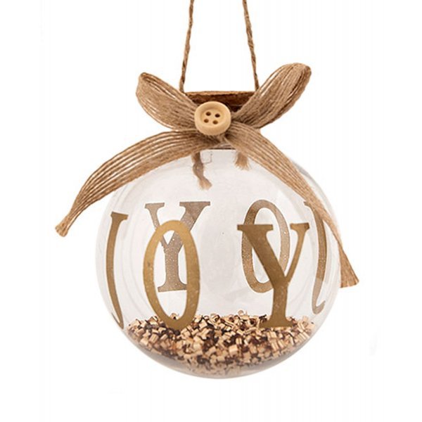 Χριστουγεννιάτικη Μπάλα Διάφανη με Χρυσό "J O Y" (10cm)